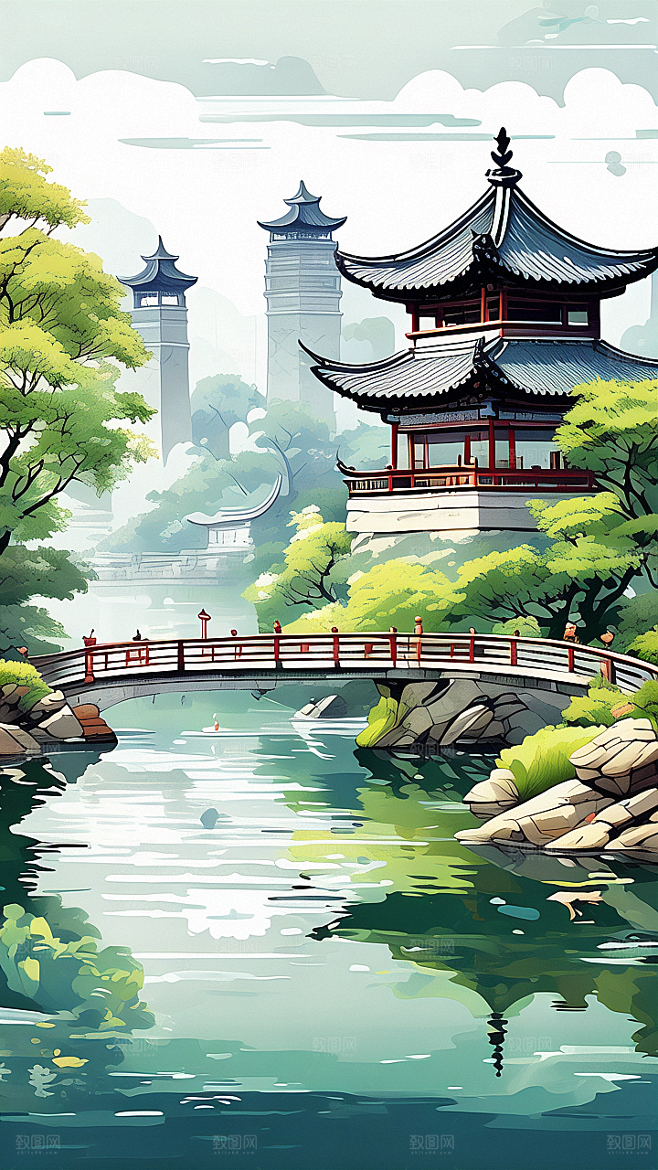 中国风湖景风光图片