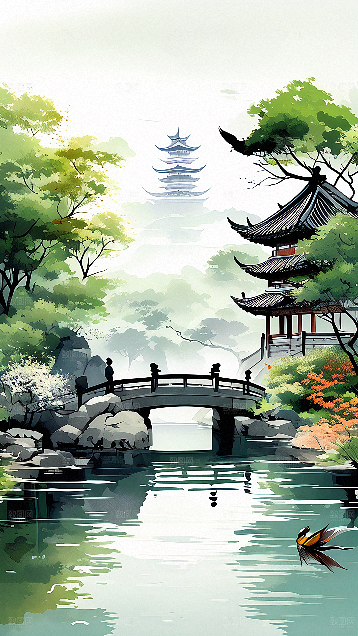 中国风湖景风光图片