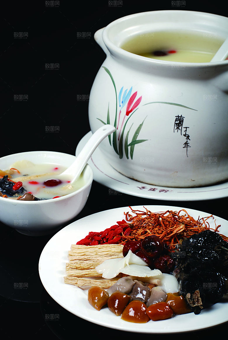 虫草花炖乌餐饮高清图片素材
