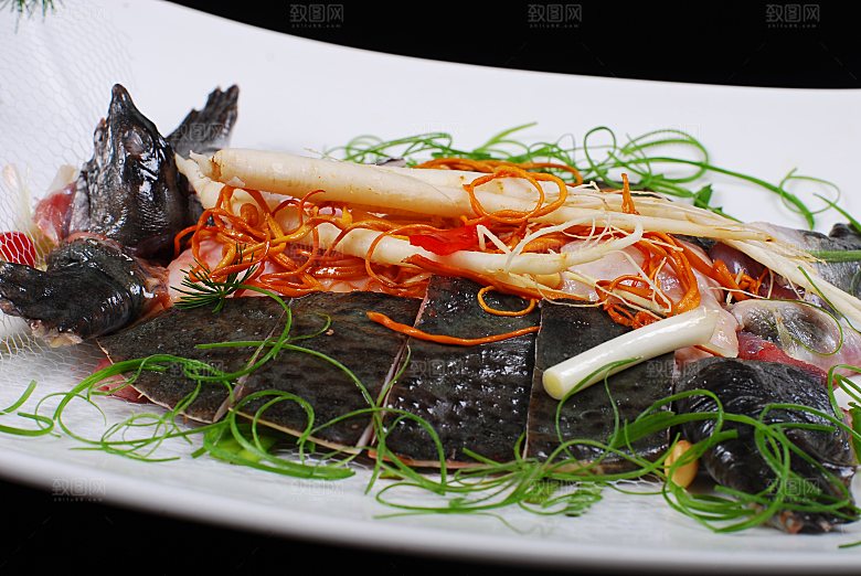 虫草花水鱼蒸餐饮高清图片素材