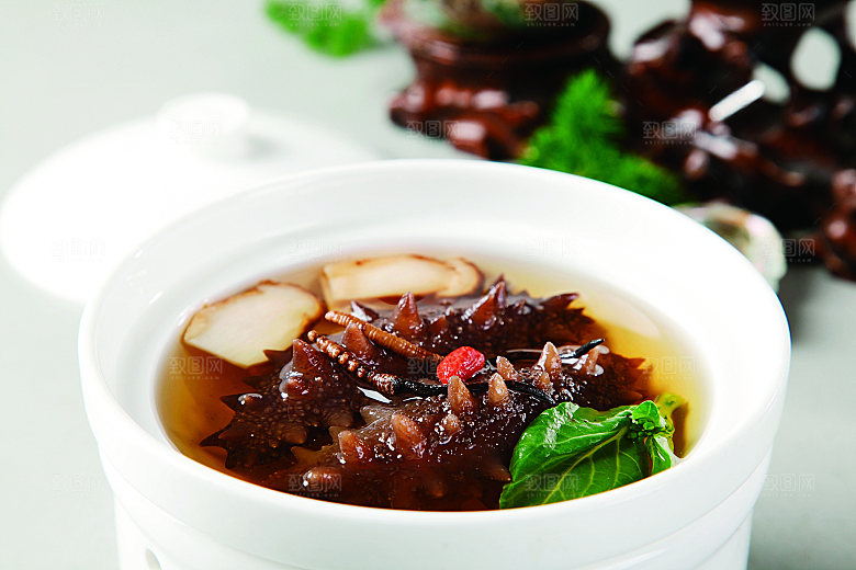 虫草松茸炖辽参餐饮高清图片素材