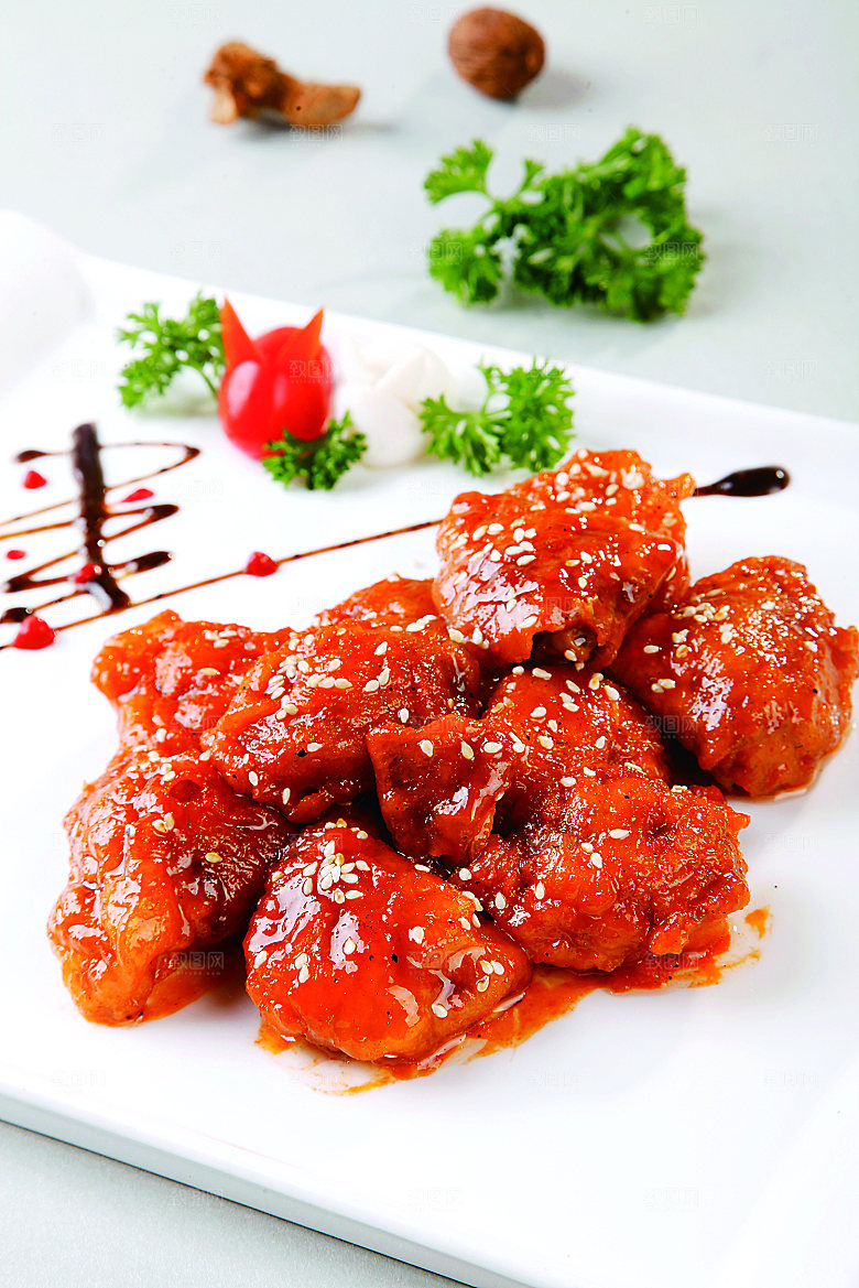 风情翅酿虾球餐饮高清图片素材