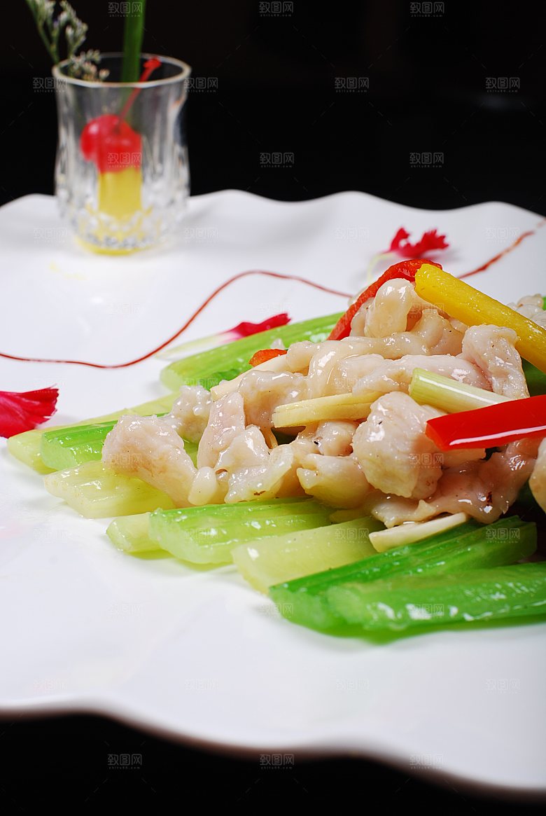 碧绿如意炒鳄鱼餐饮高清图片素材