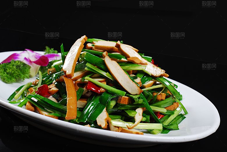韭菜炒豆餐饮高清图片素材