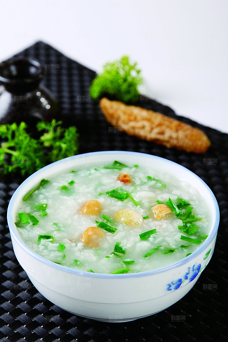 韭菜海参粥餐饮高清图片素材