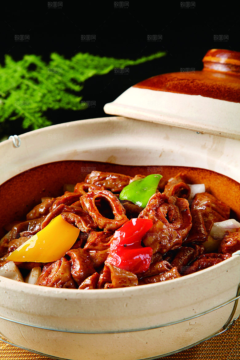 砂锅锔肥肠 餐饮高清图片素材