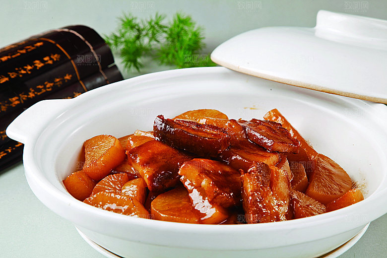 砂锅萝卜焖肉餐饮高清图片素材