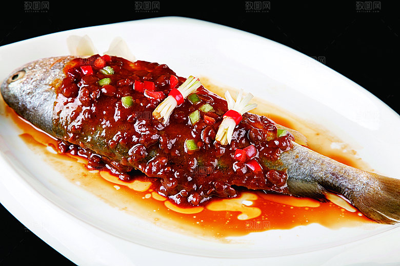 面豉蒸黄鱼餐饮高清图片素材