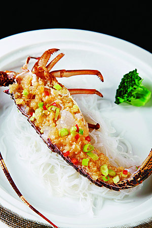 蒜茸粉丝蒸龙虾餐饮高清图片素材