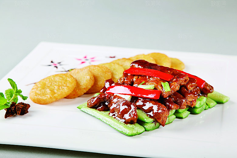 青瓜木柳拌土豆饼餐饮高清图片素材