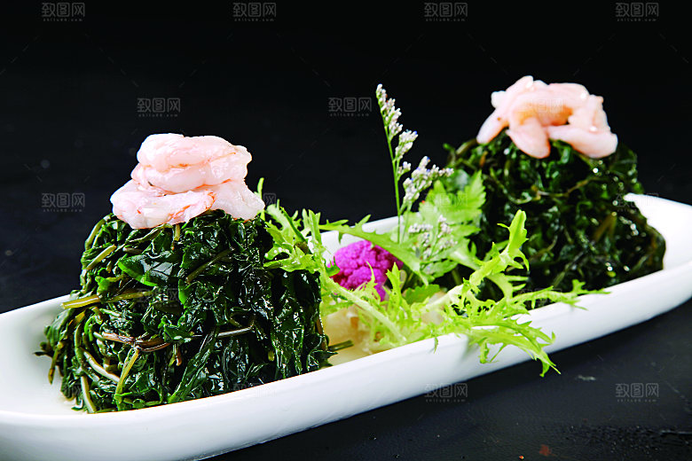 虾仁拌野菜餐饮高清图片素材