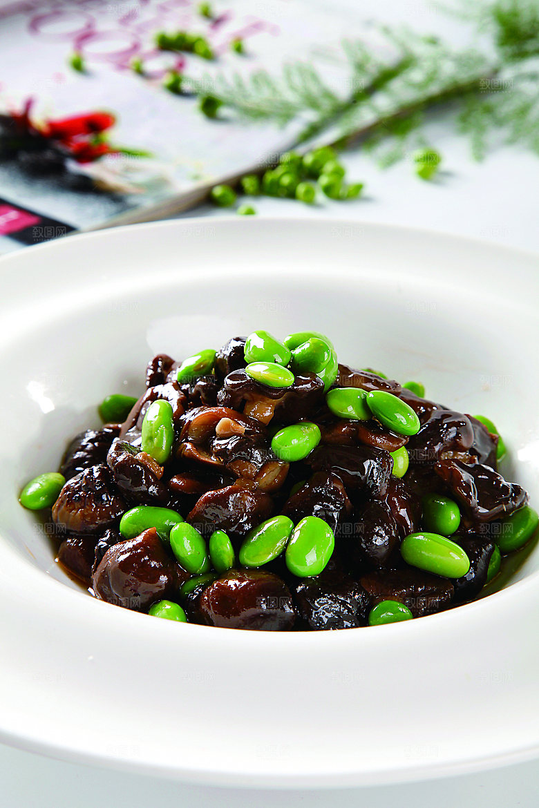 香菇毛豆餐饮高清图片素材