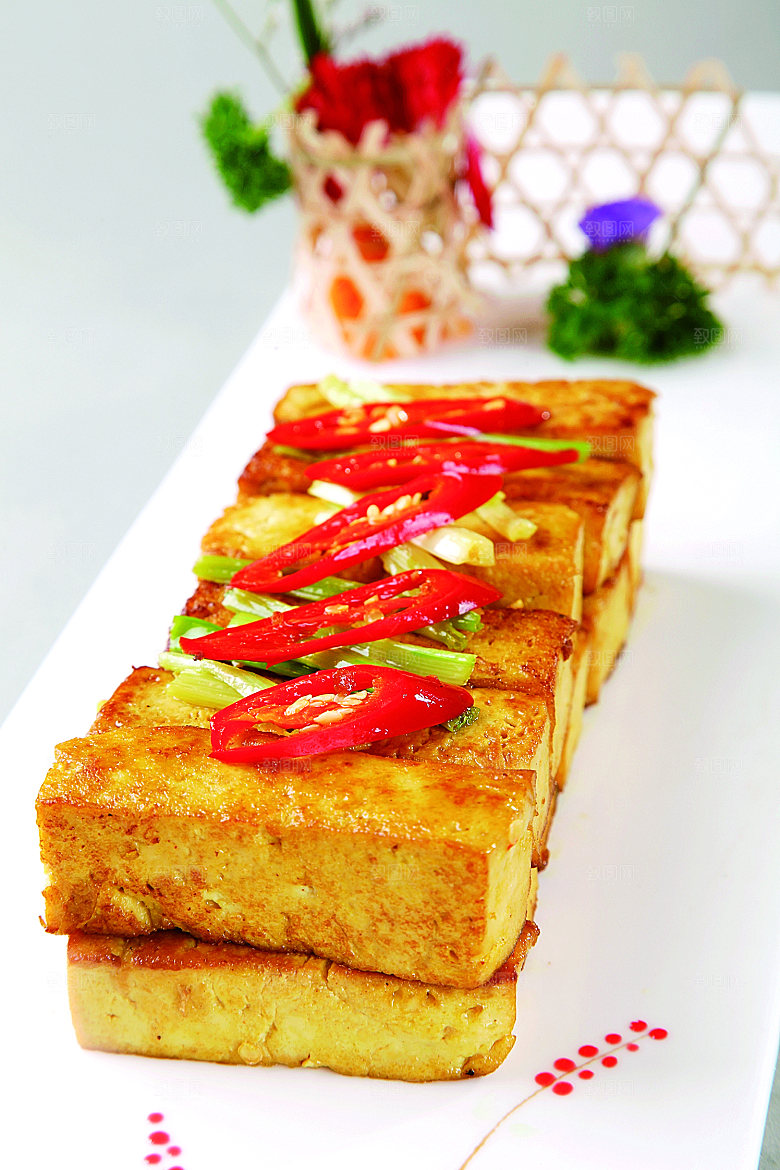 香煎豆腐餐饮高清图片素材