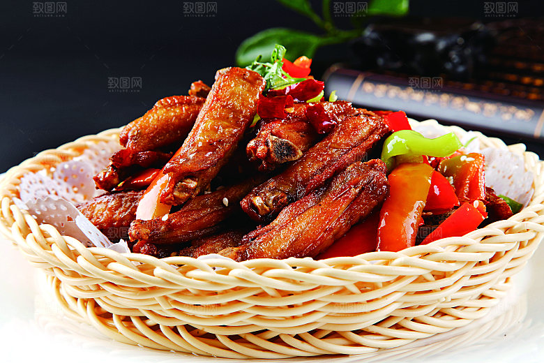 香辣翅中餐饮高清图片素材