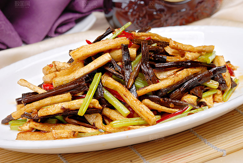 香芹萝卜干炒烟餐饮高清图片素材