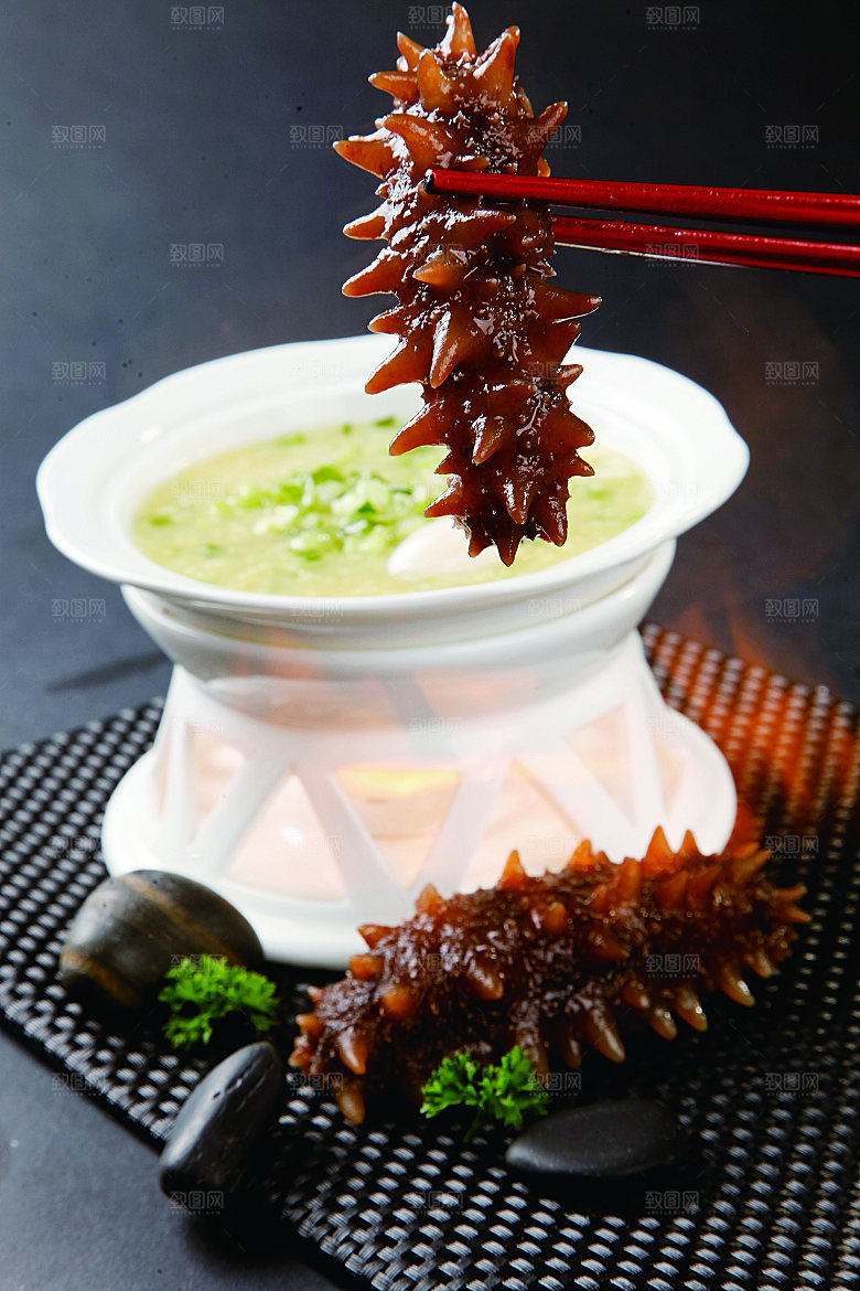 贡米烩辽参餐饮高清图片素材