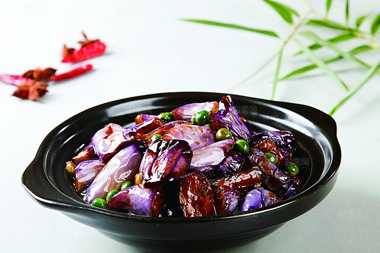 蚝油青豆烧茄餐饮高清图片素材