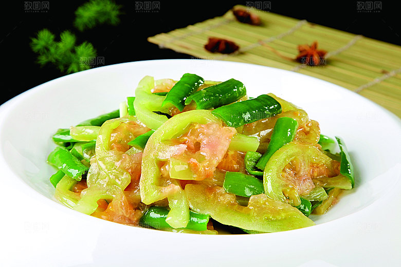 辣椒炒番茄餐饮高清图片素材