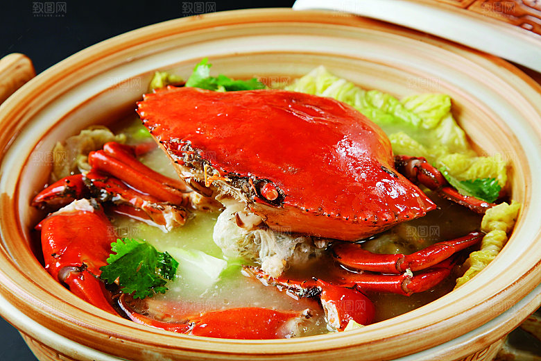 高山娃娃菜锔膏蟹餐饮高清图片素材