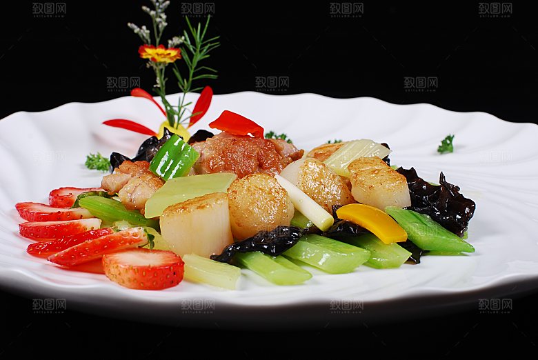 高山云耳澳带鸡餐饮高清图片素材