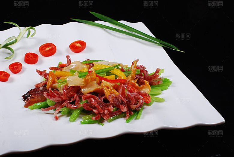 鸡棕菌腊味炒螺餐饮高清图片素材