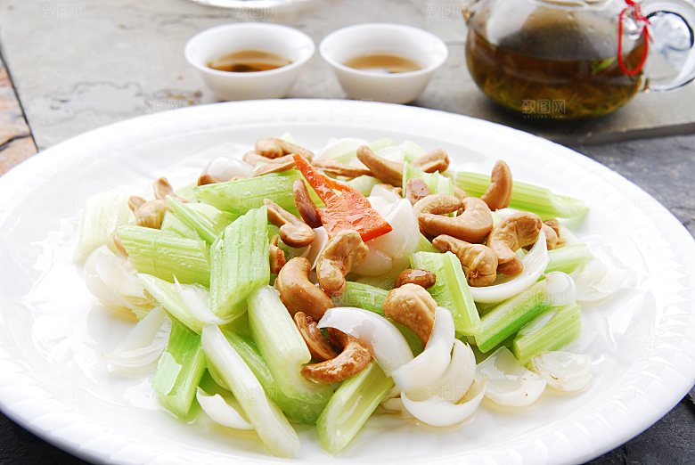 西芹百合炒腰餐饮高清图片素材