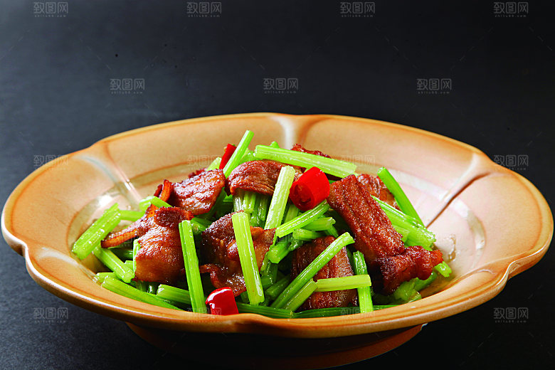 马家沟芹菜小炒肉 餐饮高清图片素材