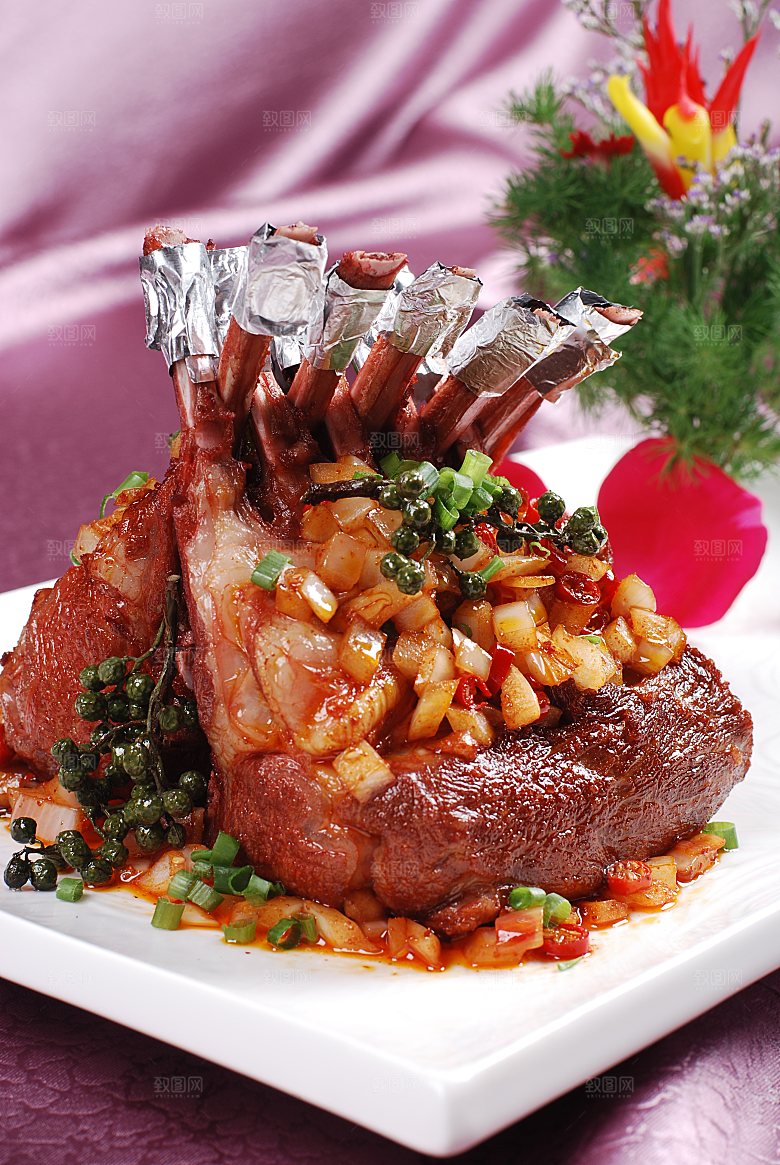 鲜椒法式羊餐饮高清图片素材