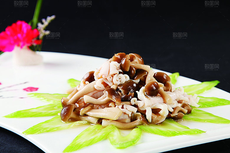 蟹味菇爆大墨鱼餐饮高清图片素材