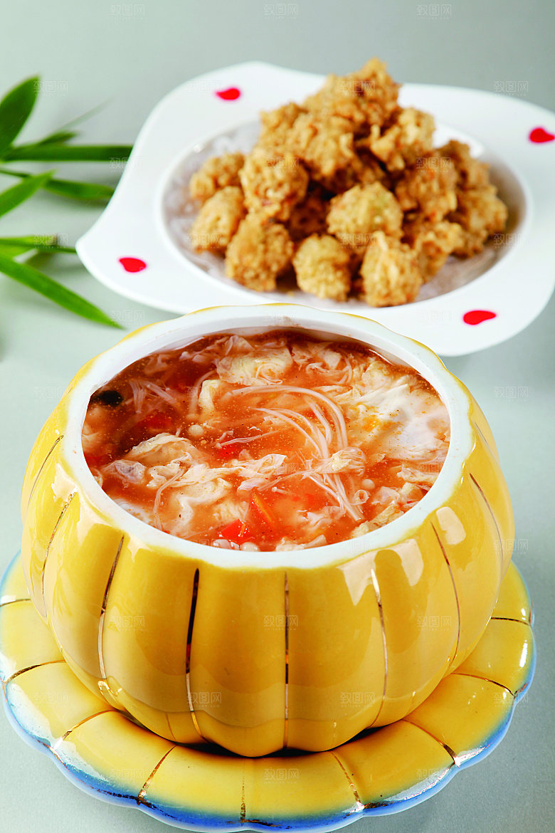 酸汤焦丸子餐饮高清图片素材