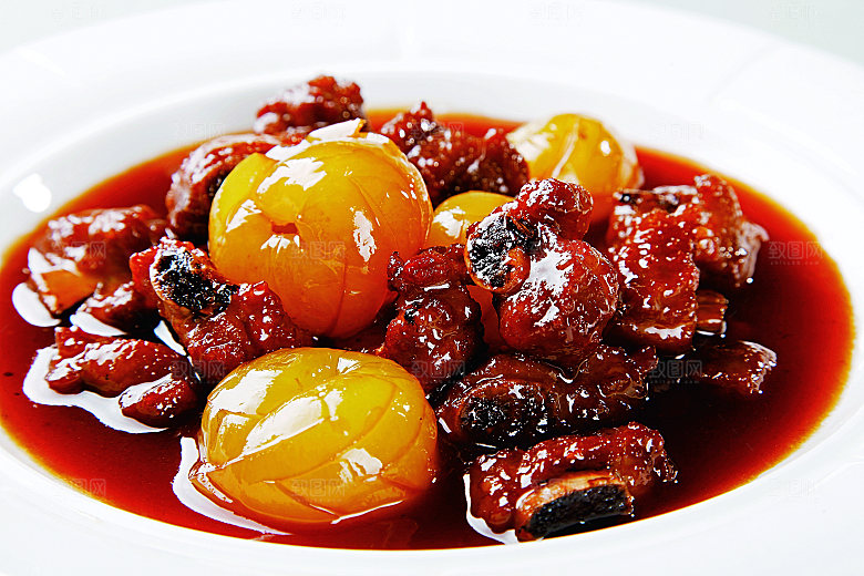 雕梅烧小排餐饮高清图片素材