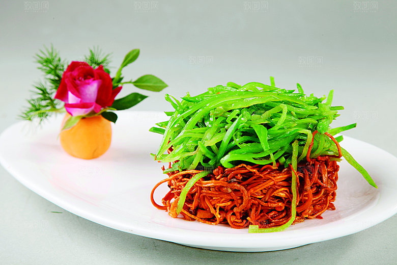 金虫草荷兰豆餐饮高清图片素材