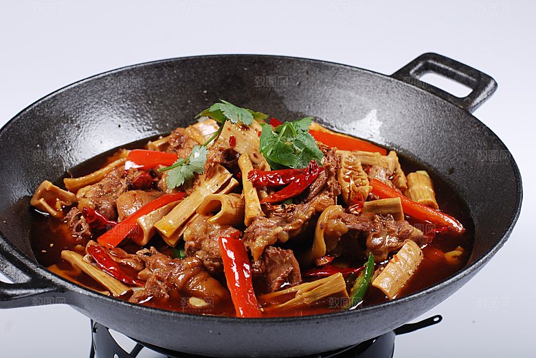 铁锅笋子餐饮高清图片素材