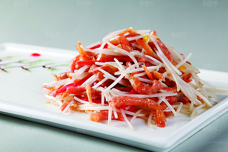 银芽炒虾干餐饮高清图片素材