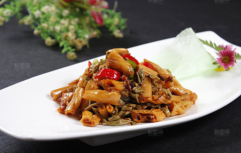 豆角炒鹅肠高清图片设计素材
