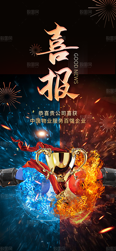 表扬奖杯奖励活动海报