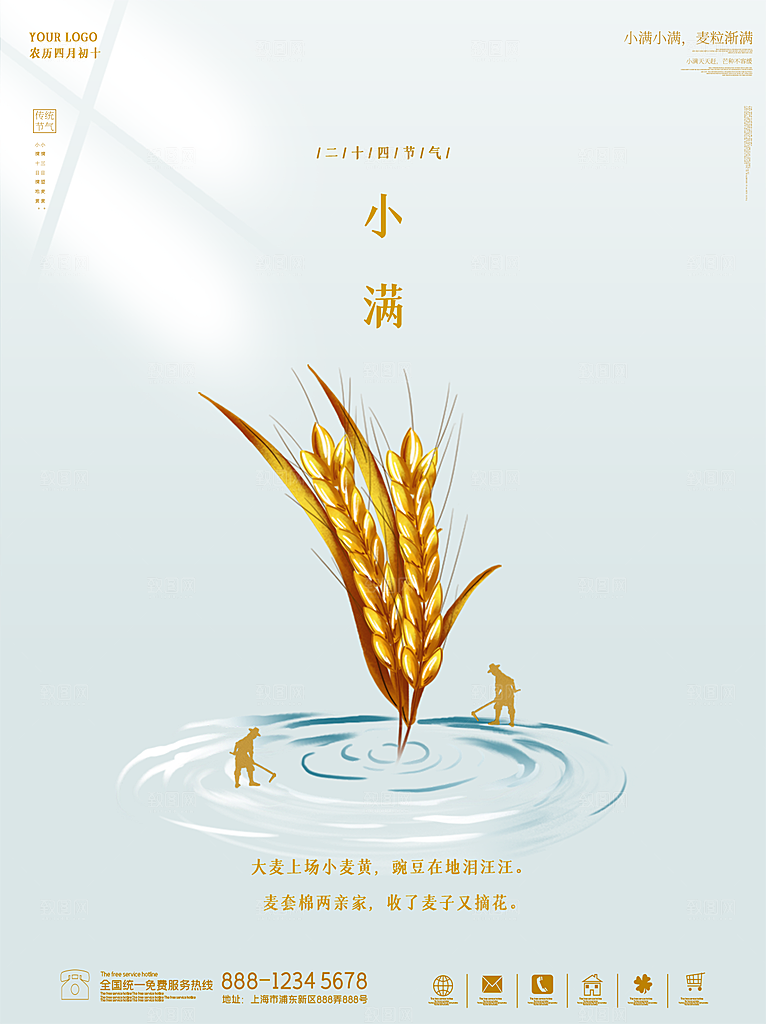 芒种节气简约大气海报
