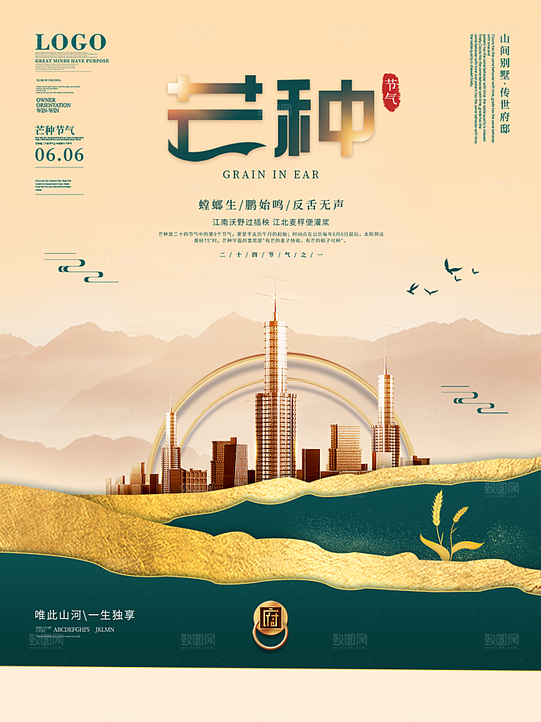 芒种节气简约大气海报