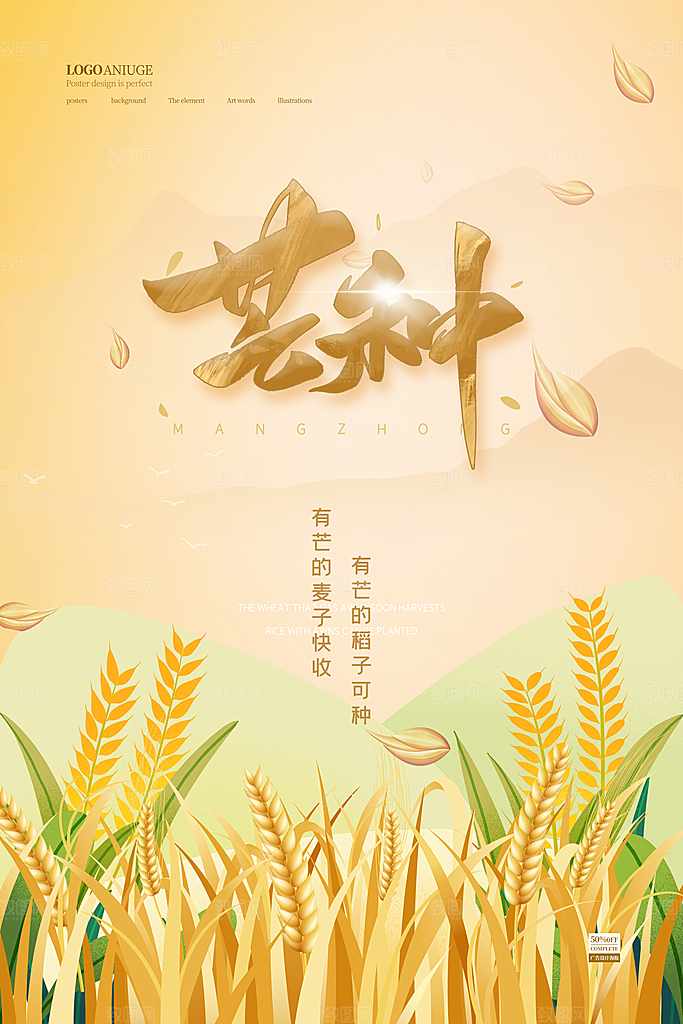 芒种节气简约大气海报