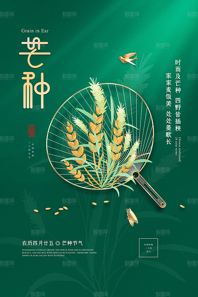 芒种节气简约大气海报