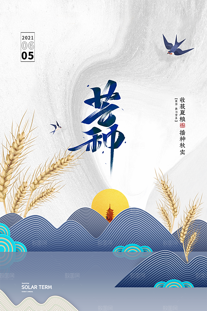 芒种节气简约大气海报
