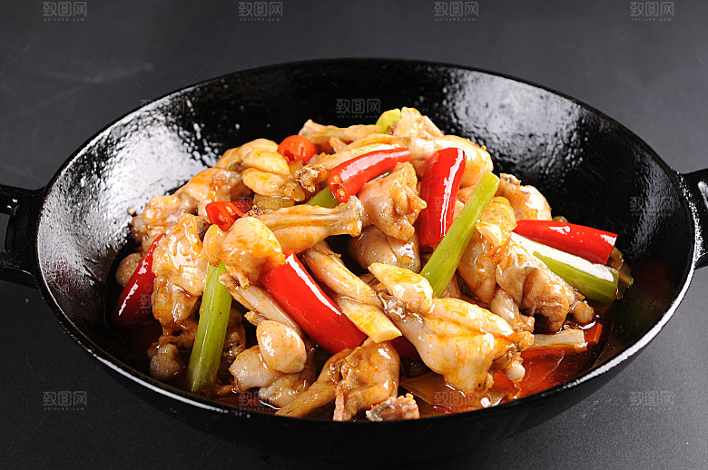 高清美食菜谱干锅牛蛙田鸡JPG图片
