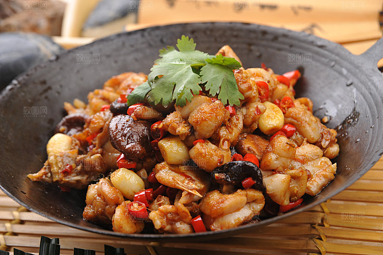 高清美食菜谱干锅牛蛙田鸡JPG图片