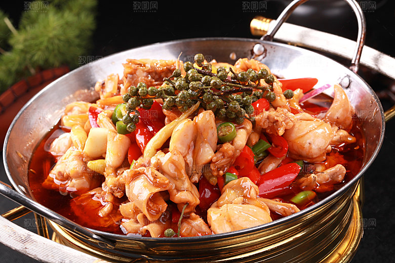 高清美食菜谱干锅牛蛙田鸡JPG图片