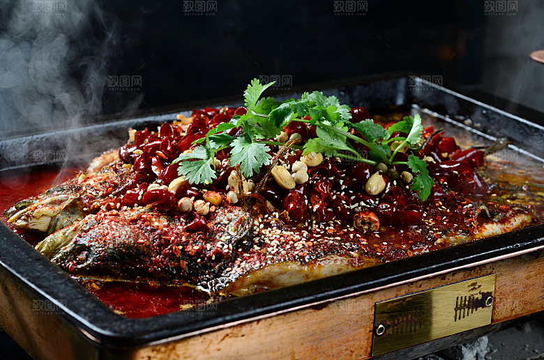 高清美食菜品菜谱香辣烤鱼烧烤JPG图片
