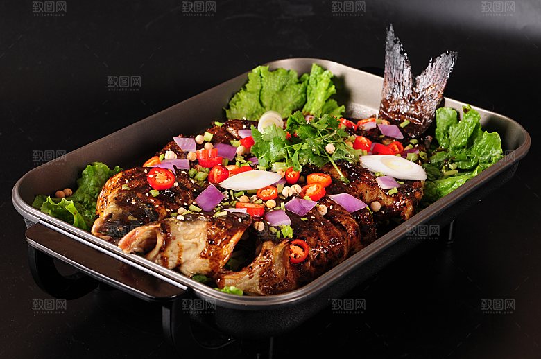 高清美食菜品菜谱香辣烤鱼烧烤JPG图片