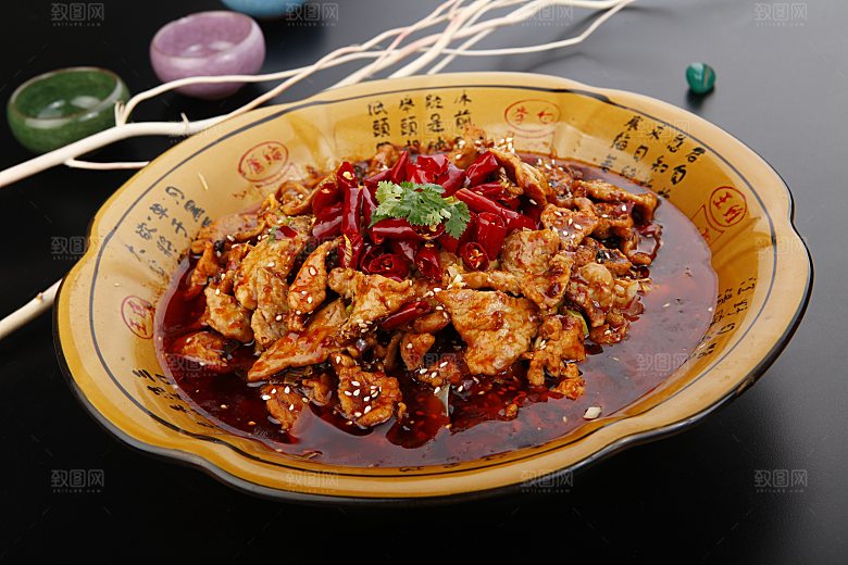 高清美食菜品菜谱水煮肉片JPG图片素材
