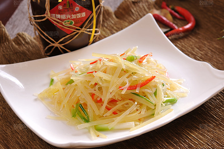 高清美食菜品酸辣土豆丝炒菜JPG图片素材