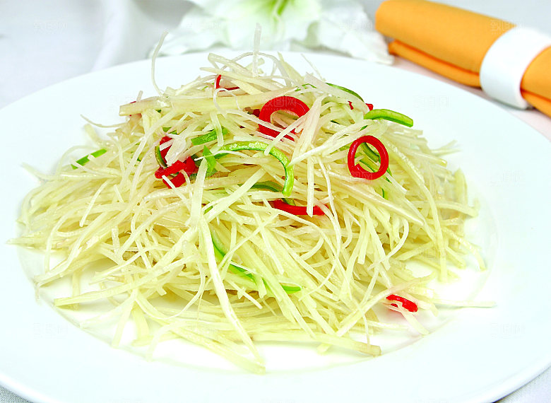 高清美食菜品酸辣土豆丝炒菜JPG图片素材