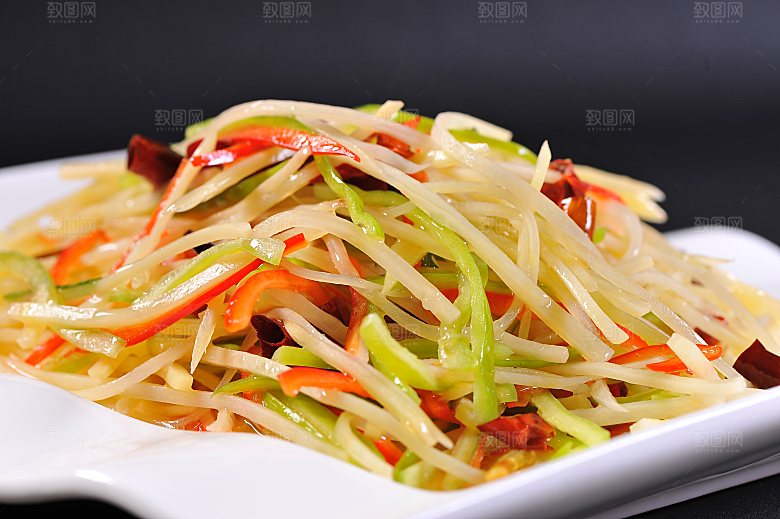 高清美食菜品酸辣土豆丝炒菜JPG图片素材